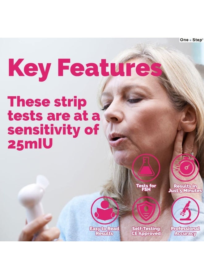 One Step One Step Female Fertility Test Strips, 5 Test Pack, Peri Menopausal, Menopause Testing Kit, Home Urine FSH Test  - Image 5