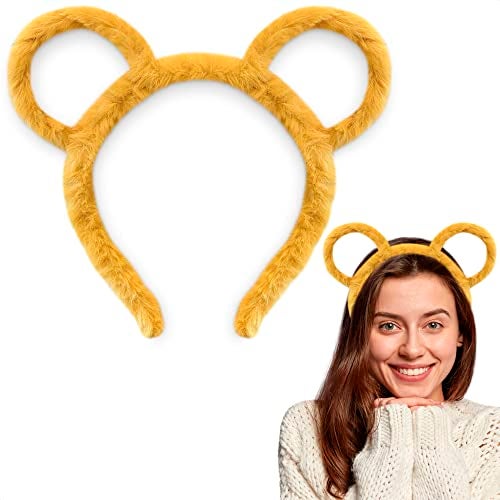 LEGLO Yellow Bear Ear Headband  NonSlip Plush Hair Accessory Soft Makeup Headband for Skincare Spa Party