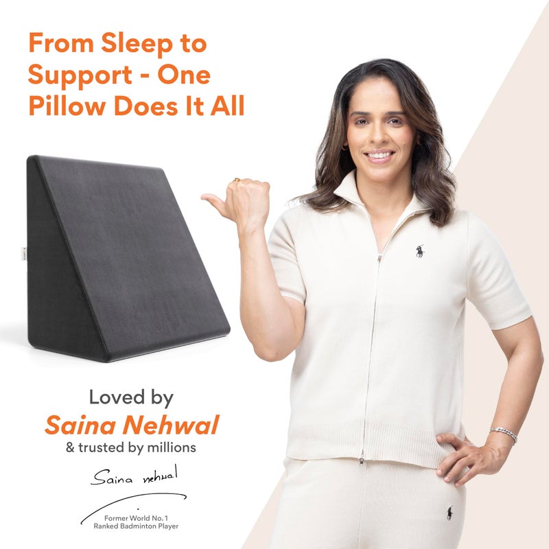 FOVERA Wedge Pillow Memory Foam | 2 Years Warranty | Orthopedic Wedge Cushion for Back Support, Sleeping, Leg Elevator, Pregnancy, GERD, Anti Snoring (Dark Grey, 18 x 17.5 x 11 Inch) - Image 2