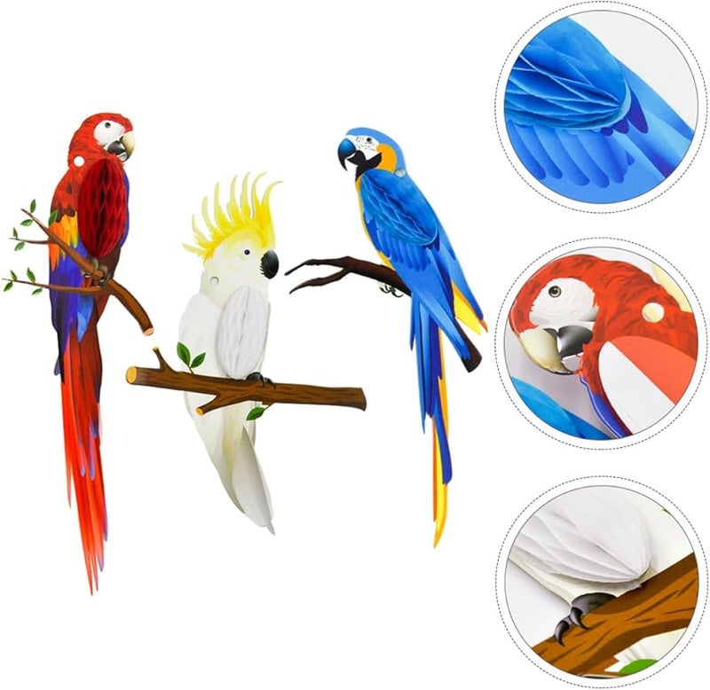 HEANUJJ Waterproof Coated Parrot Honeycomb Tropical Birds Hanging Decorations Summer Party Supplies - Image 3
