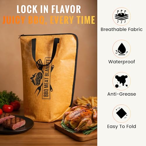 FLOVYN BBQ Blanket for Resting Meat 21 Insulated Meat Blanket Bag for Brisket Turkey Pork Shoulder Wide Mouth Smoker Accessories Gift for Grill Lovers - Image 3