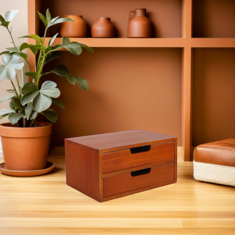 Desk Organizer With 2-Drawer - Craft Storage Drawers - Rustic Shelf Drawer - Vintage Apothecary Cabinet Home Office Organizers And Accessories - Image 5