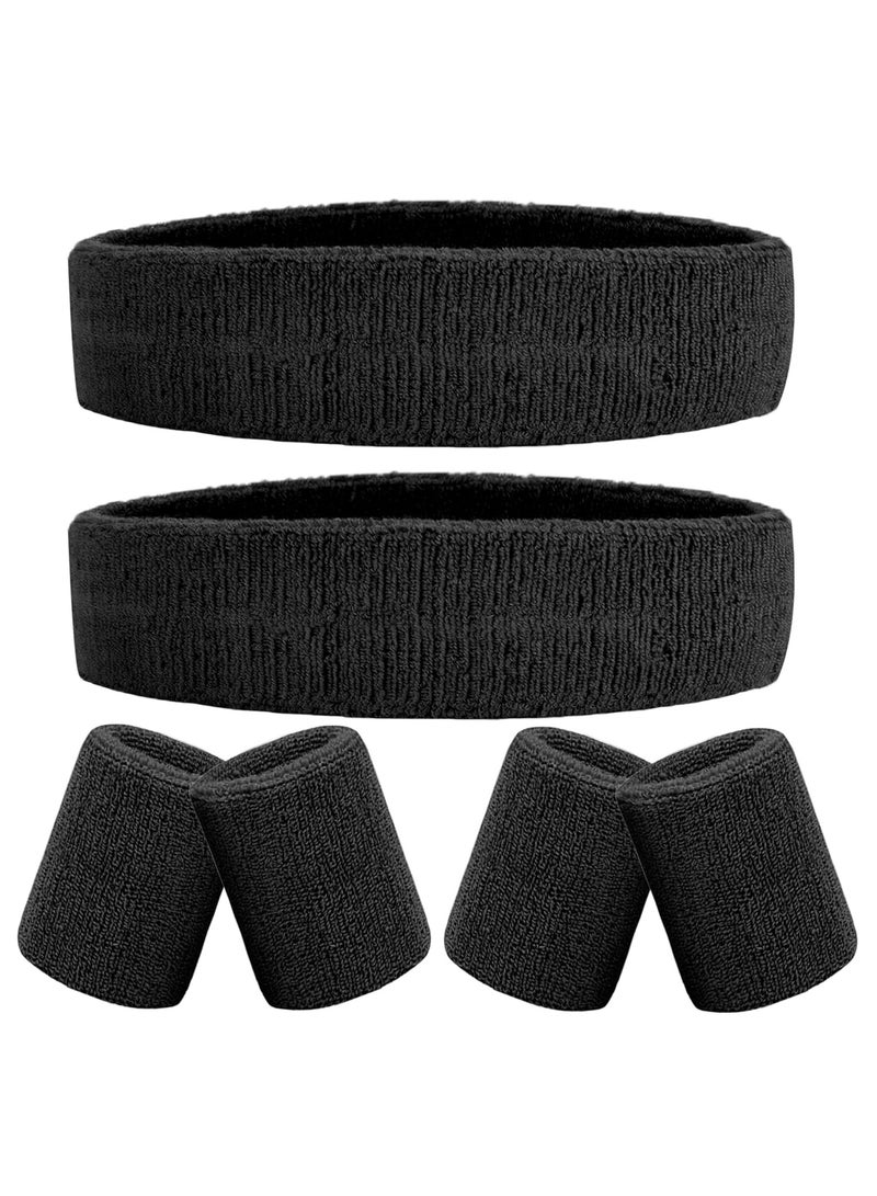 أوزيغالور طقم عصابات عرق مكون من 6 قطع، طقم عصابات رأس رياضية، 4 عصابات للمعصم و2 عصابات للرأس للتمرين. - Image 1
