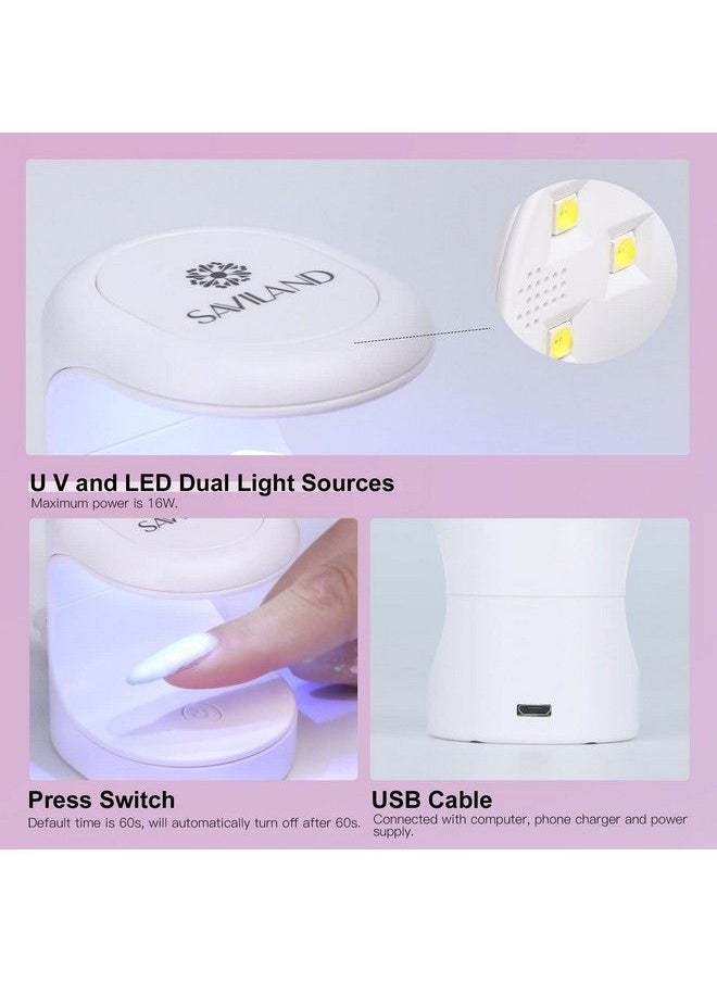 Saviland Mini Nail Lamp Quickdry Gel Nail Lamp 16W Portable U V Light For Easy And Fast Nail Extension U V Led Curing Lamp For Manicure Starters Diy Nail Art  - Image 4