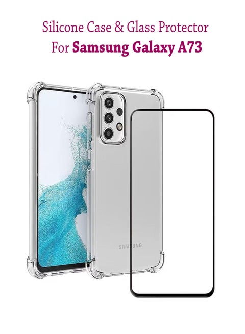 Samsung Galaxy A73 5G Silicone Case Cover with Full Glue Screen Protector For Samsung Galaxy A73 5G