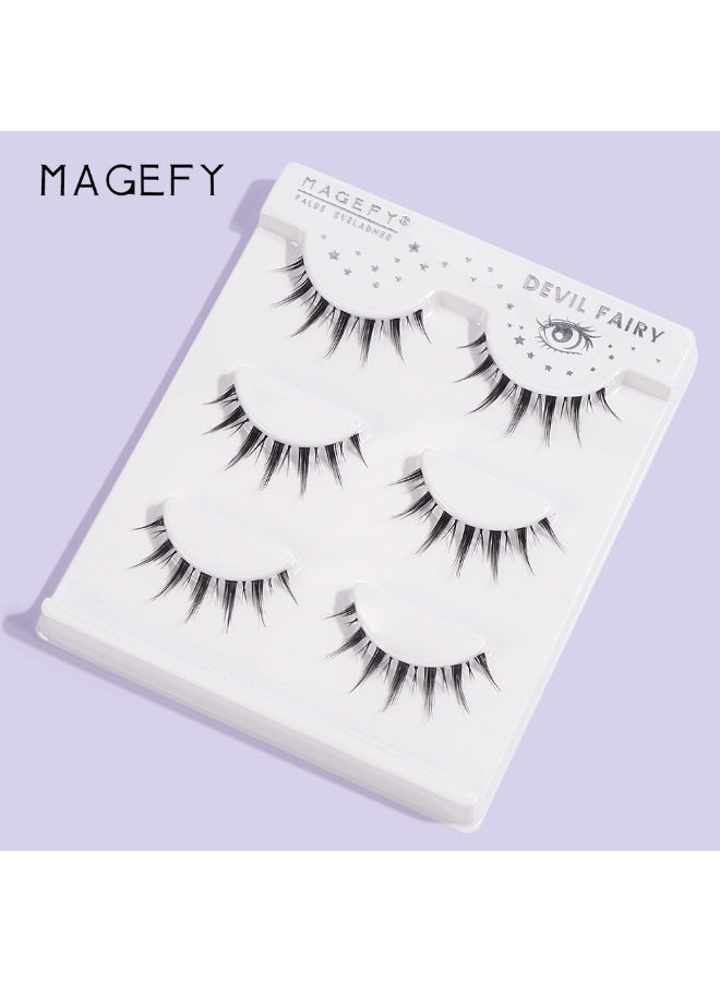 MAGEFY 3 Pairs Pack Light Volume Short Fake Eye Lashes Lashes False Eyelashes Cat Eyes Wispy Natural Faux Mink Lashes - Image 5