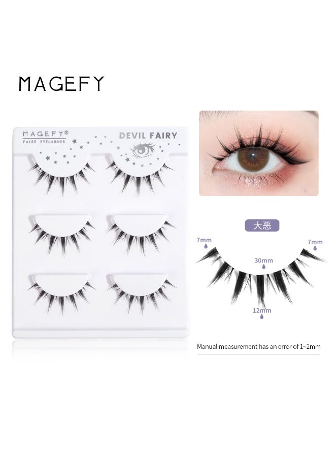 MAGEFY 3 Pairs Pack Light Volume Short Fake Eye Lashes Lashes False Eyelashes Cat Eyes Wispy Natural Faux Mink Lashes - Image 1
