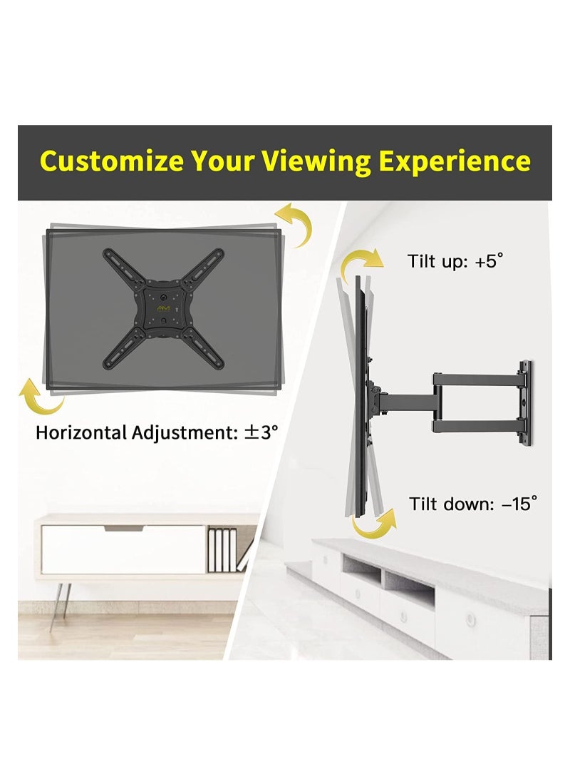 ELTRAZONE Tilt & Swivel TV Wall Mount - Heavy Duty Steel Bracket for 32-55" LED, LCD, Flat & Curved TVs, 70 lbs Capacity, VESA 400x400, RM-400  - Image 3