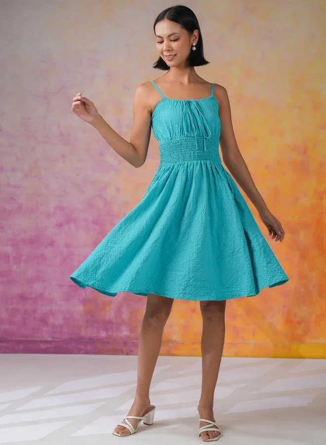 sanskrutihomes sanskrutihomes Smocked Waist Strappy Knee-Length Dress