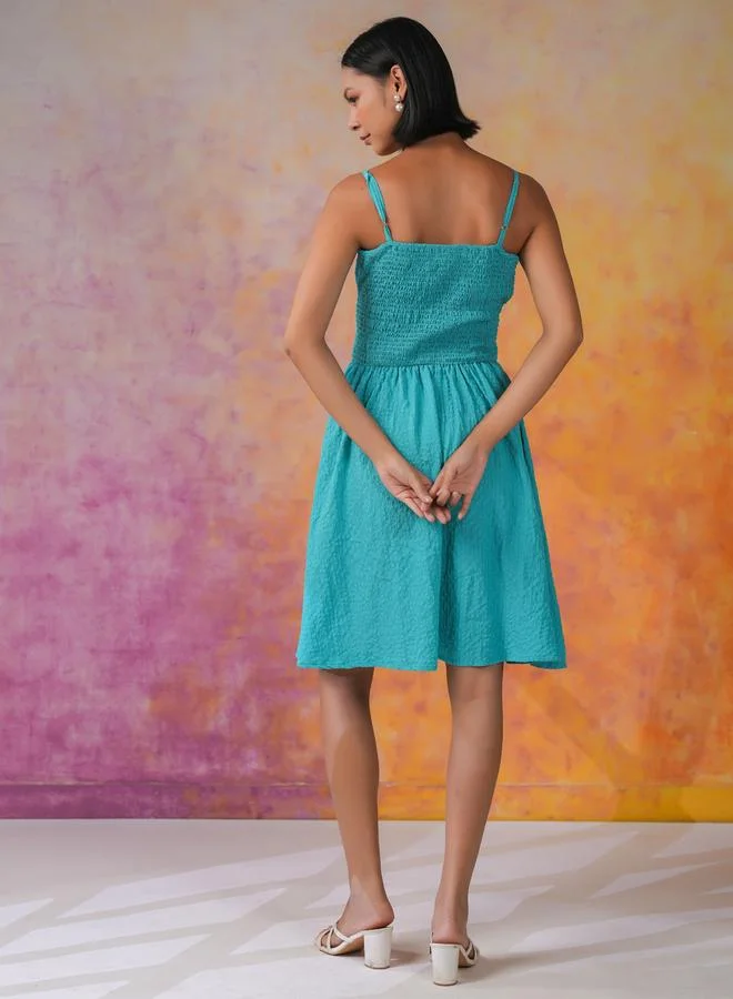 sanskrutihomes sanskrutihomes Smocked Waist Strappy Knee-Length Dress