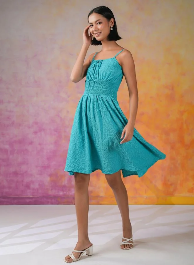 sanskrutihomes sanskrutihomes Smocked Waist Strappy Knee-Length Dress