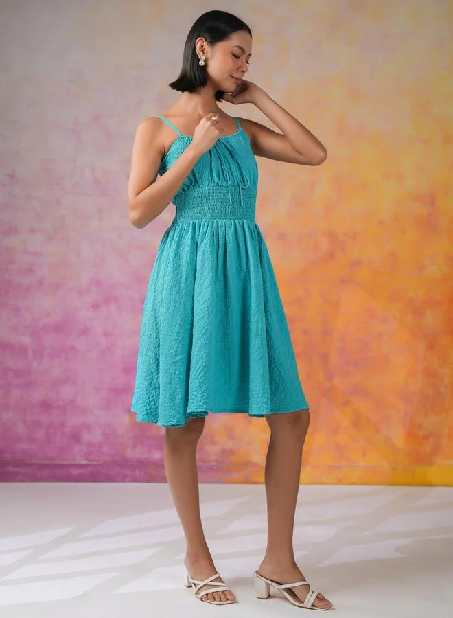 sanskrutihomes sanskrutihomes Smocked Waist Strappy Knee-Length Dress