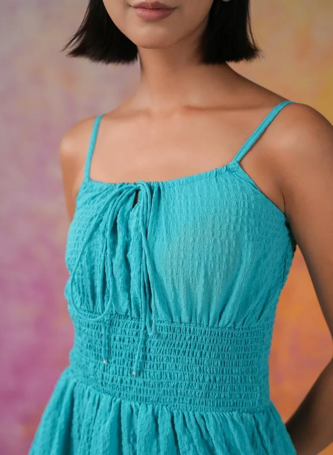 sanskrutihomes sanskrutihomes Smocked Waist Strappy Knee-Length Dress