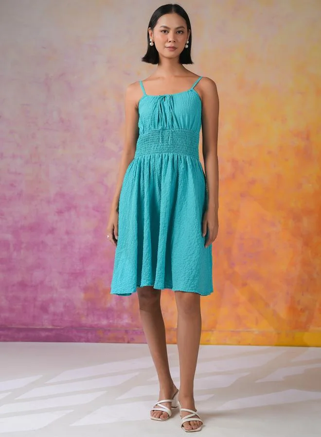 sanskrutihomes sanskrutihomes Smocked Waist Strappy Knee-Length Dress