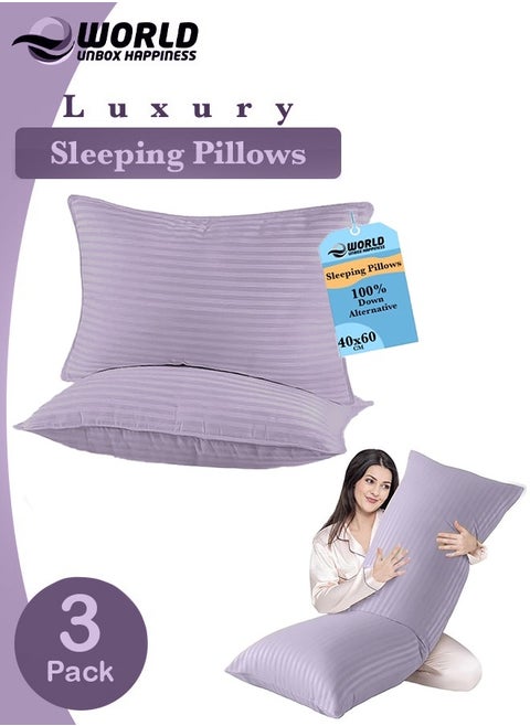 3-piece Bedding Set Includes 2 Premium Bed Pillows & 1 Full-Body Pillow for Adults, Breathable & Ideal for Side Sleepers with Polyester Filling & Soft Cotton Cover, Available in Multiple Colors