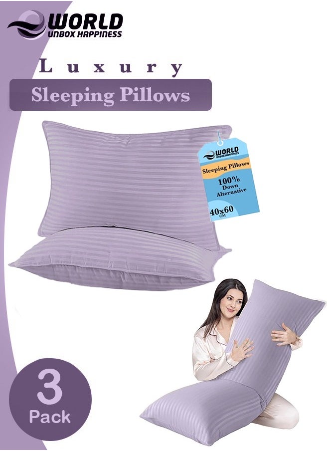 Eworld - 3-piece Bedding Set Includes 2 Premium Bed Pillows & 1 Full-Body Pillow for Adults, Breathable & Ideal for Side Sleepers with Polyester Filling & Soft Cotton Cover, Available in Multiple Colors - Image 1