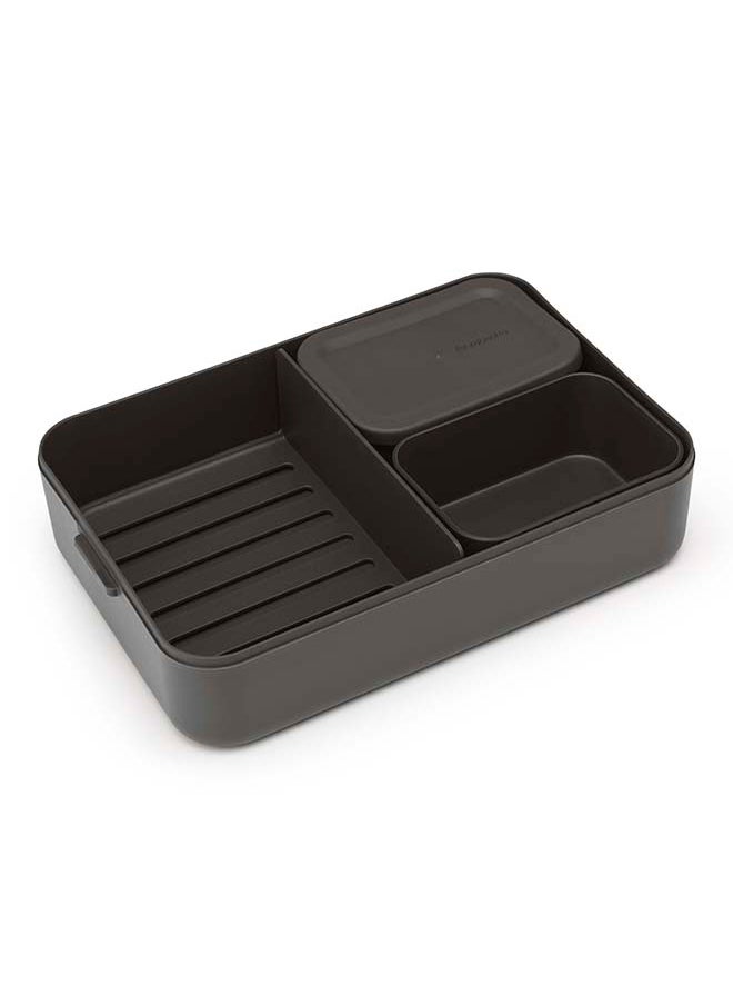 brabantia Brabantia Make & Take Lunch Box Bento Large Plastic Dark Grey 16.7x25.5x6.2 cm  - Image 3