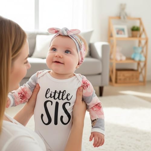 AMAWMW Newborn Baby Girl Little Sister Sleeper Gown Stripe Long Sleeve Nightgown Pajamas Gifts Stuff Essential Outfit - Image 3