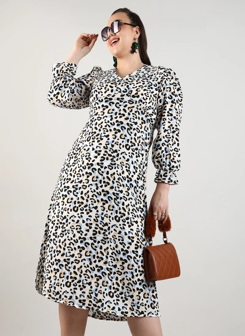 Instafab Plus Cheetah Cut-Out Midi Dress