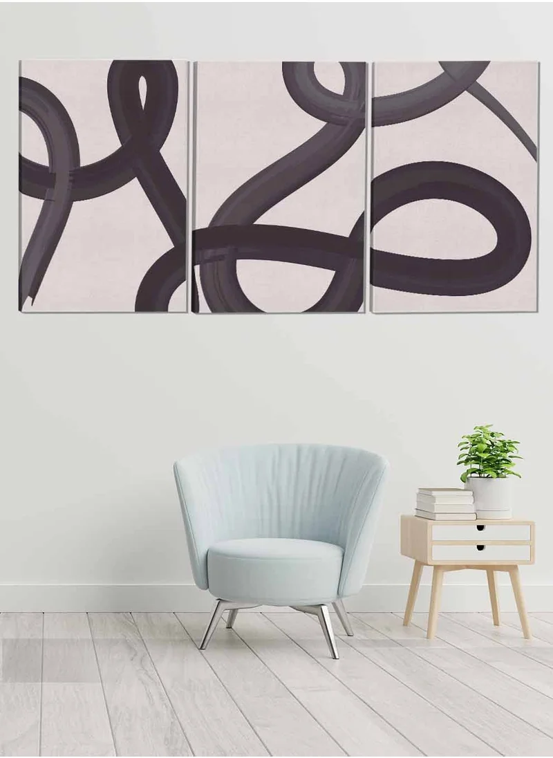 LOWHA Set Of 3 Canvas Wall Arts Stretched Over Wooden Frame Geometric Abstract Paintings