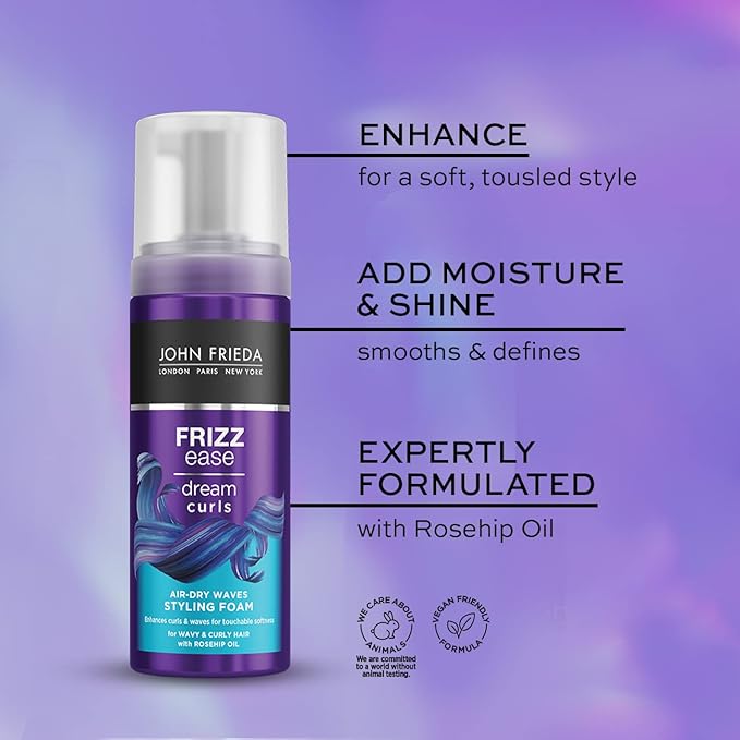John Frieda John Frieda Frizz Ease Dream Curls Air Dry Waves Styling Foam 150ml Wave and Curl Enhancer Lightweight AntiFrizz Styling Foam  - Image 2