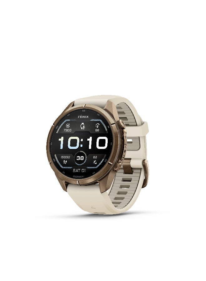 جارمين Garmin Fenix 9 Pro - 43 mm - Titanium with Fog Grey band Titanium with Fog Grey band - Image 1