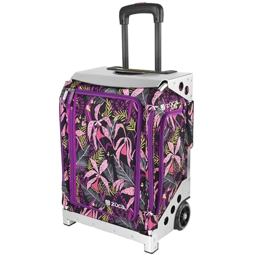 ZUCA Navigator Carry-On Bag with Built-In Seat (Wild Orchid Print, Silver Frame) - Image 1
