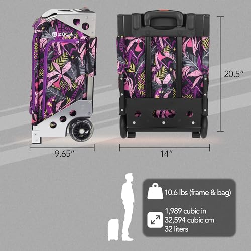 ZUCA Navigator Carry-On Bag with Built-In Seat (Wild Orchid Print, Silver Frame) - Image 4