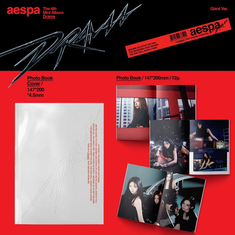 aespa - 4th Mini Album [DRAMA] (Giant Ver. - Random) Dust Jacket Poster + Photo Book + CD-R + Photocard + 2 Pin Badges + 4 Extra Photocards - Image 3