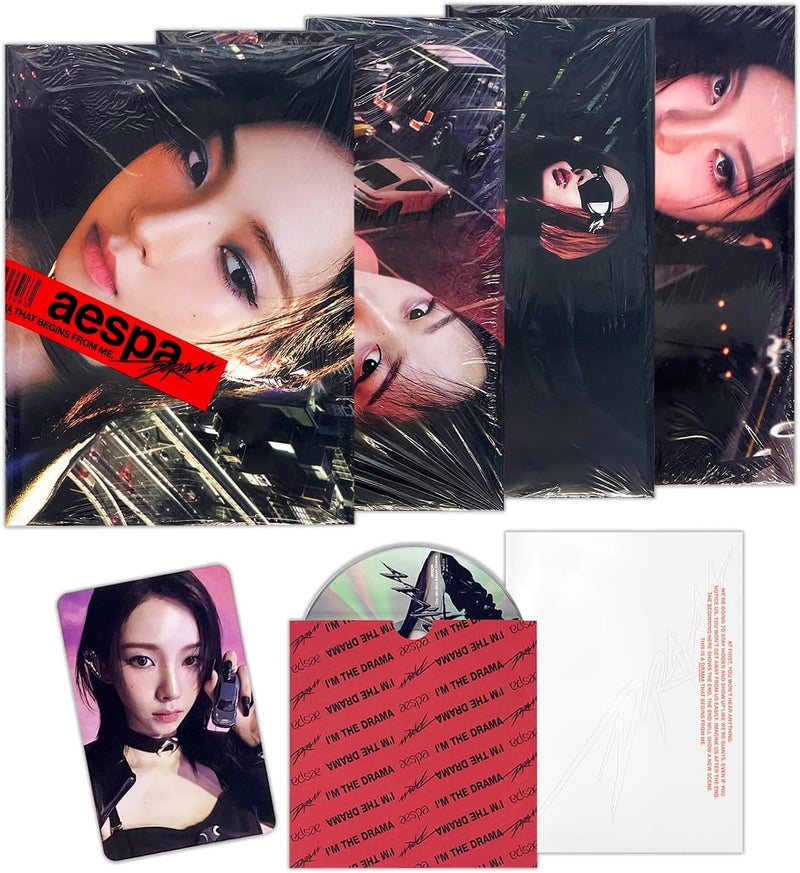 aespa - 4th Mini Album [DRAMA] (Giant Ver. - Random) Dust Jacket Poster + Photo Book + CD-R + Photocard + 2 Pin Badges + 4 Extra Photocards - Image 1