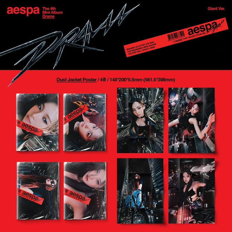aespa - 4th Mini Album [DRAMA] (Giant Ver. - Random) Dust Jacket Poster + Photo Book + CD-R + Photocard + 2 Pin Badges + 4 Extra Photocards - Image 2