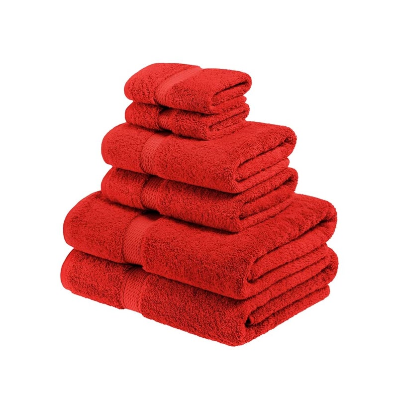 Superior Egyptian Cotton Pile 6 Piece Towel Set Includes 2 Bath 2 Hand 2 Face TowelsWashcloths Ultra Soft Luxury Towels Thick Plush Essentials Guest Bath Spa Hotel Bathroom Red - Image 1