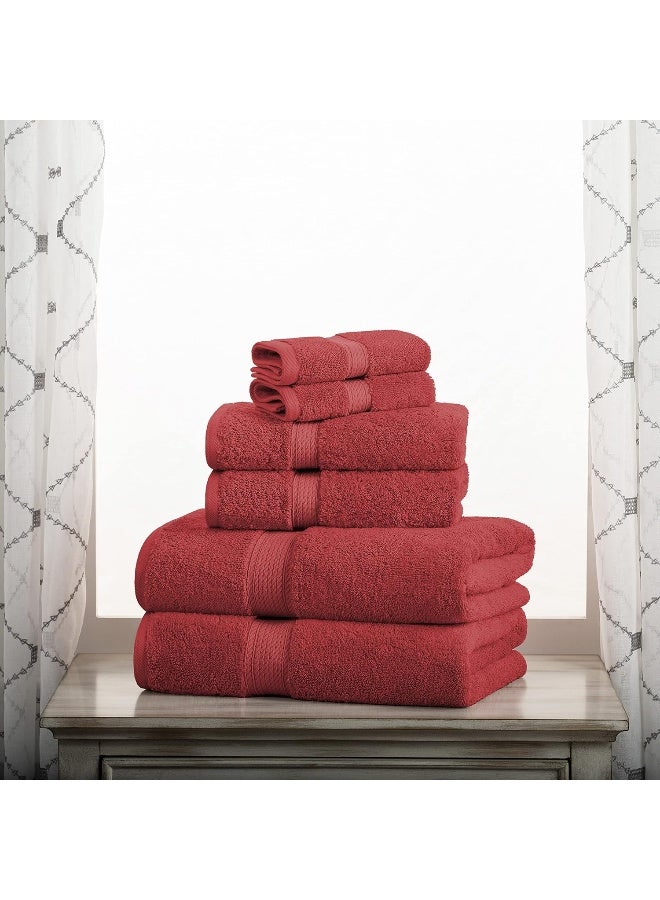 Superior Egyptian Cotton Pile 6 Piece Towel Set Includes 2 Bath 2 Hand 2 Face TowelsWashcloths Ultra Soft Luxury Towels Thick Plush Essentials Guest Bath Spa Hotel Bathroom Red - Image 5