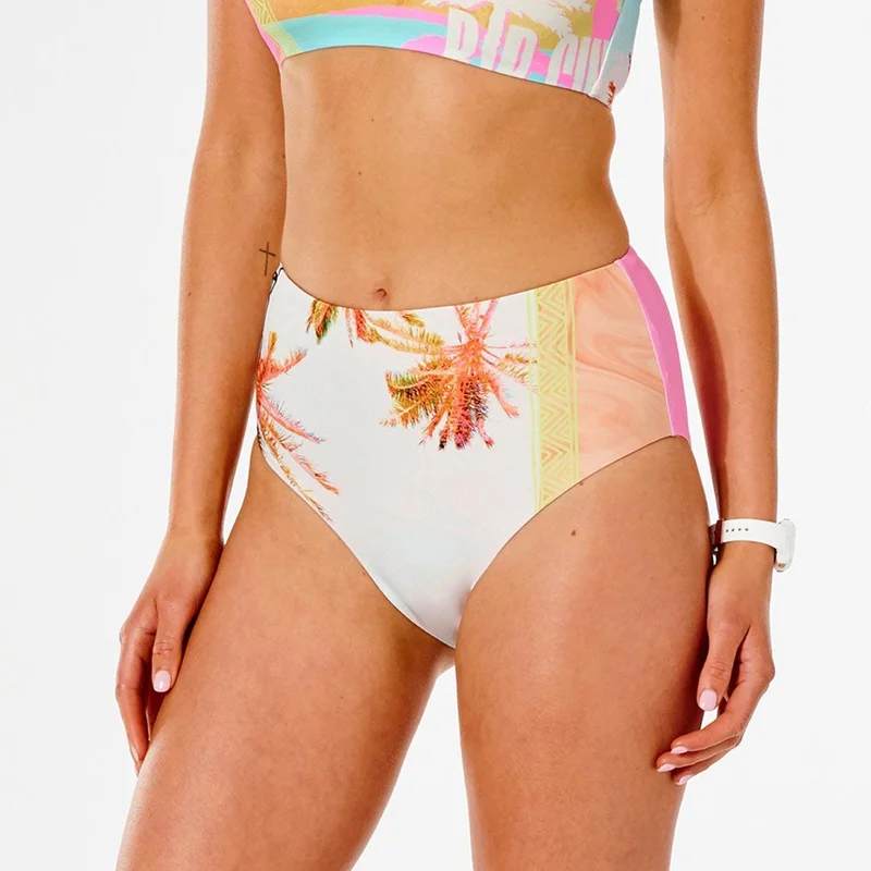 ريب كورل Twin Fin High Waist Good Bikini Bottoms in Pink - XS
