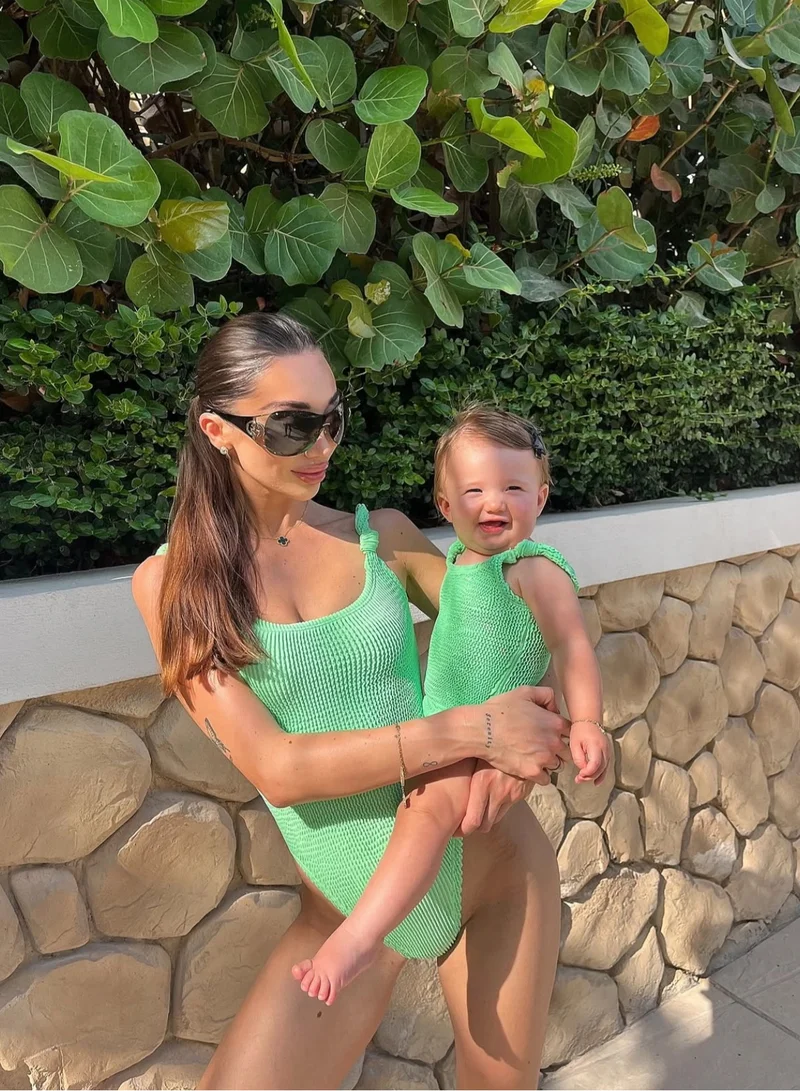 Itty Bitty Kinis Forget Me Knot Crinkle Swimsuit Mini Green
