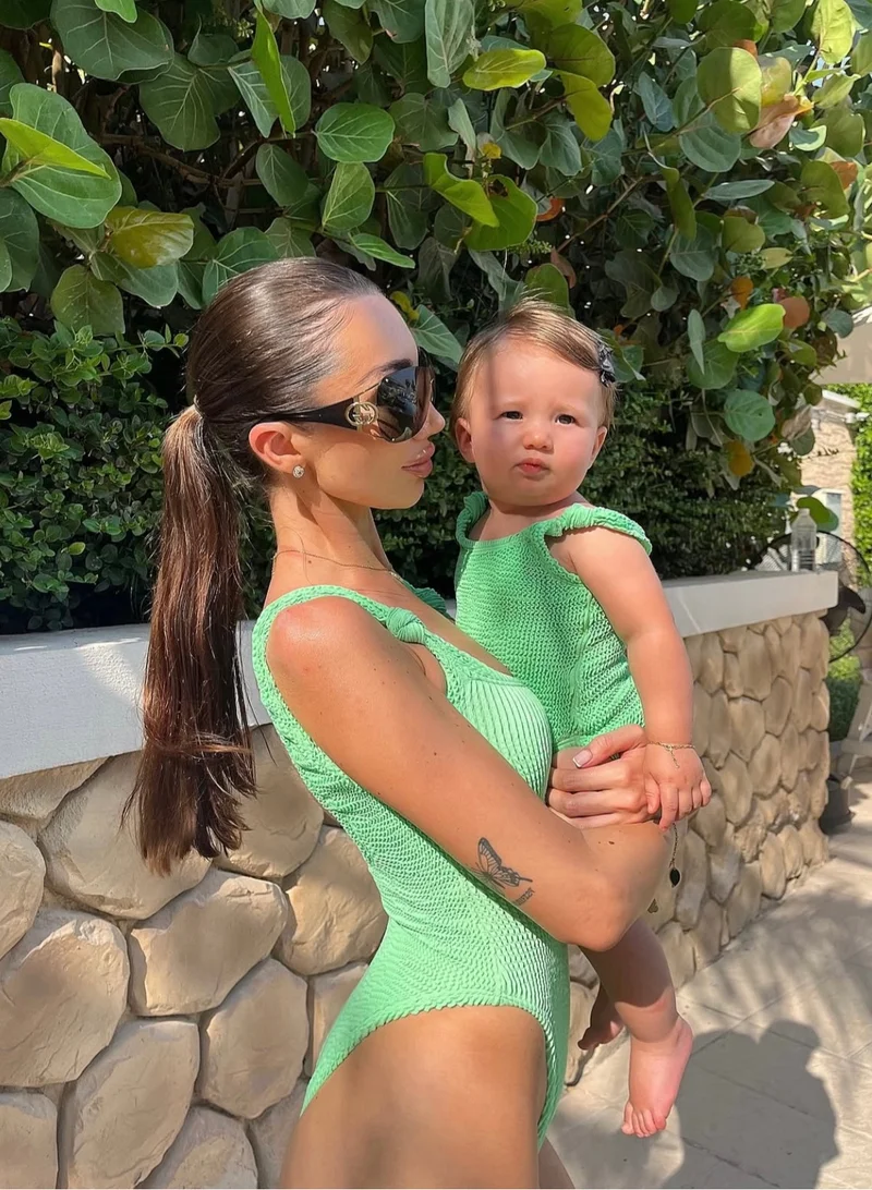 Itty Bitty Kinis Forget Me Knot Crinkle Swimsuit Mini Green