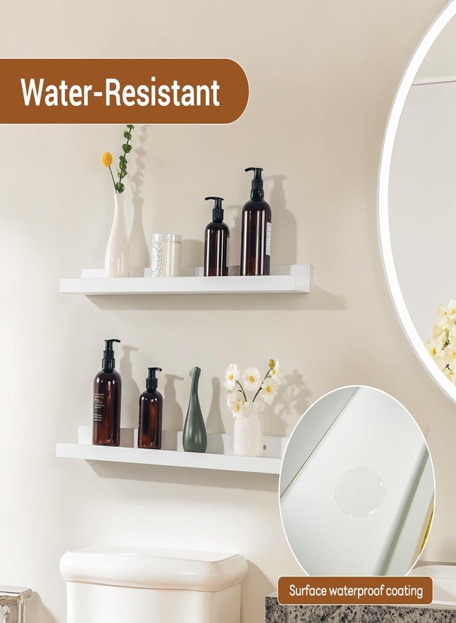 NEXHOME PRO Floating Shelves for Wall Set of 2, 24 Inches Picture Ledge Shelf, Kids Bookshelf Wall Mounted for Living Room Bedroom Bathroom Kitchen, Easy Install,White - Image 2