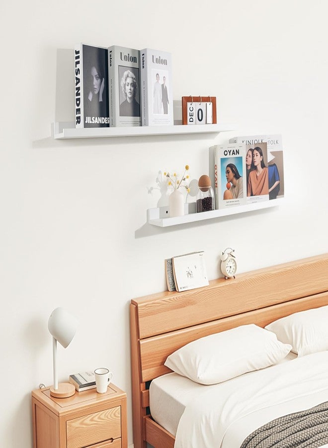 NEXHOME PRO Floating Shelves for Wall Set of 2, 24 Inches Picture Ledge Shelf, Kids Bookshelf Wall Mounted for Living Room Bedroom Bathroom Kitchen, Easy Install,White - Image 5