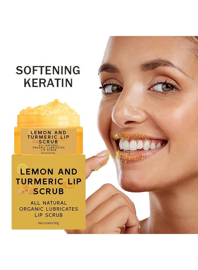 SAUVASINE Lemon And Turmeric Lip Scrub，for Dark Lips,Natural Scrub u0026 Turmeric Lip Scrub and Balm for Dry, Chapped, Reduce Fine Lines Lip 50g - Image 1