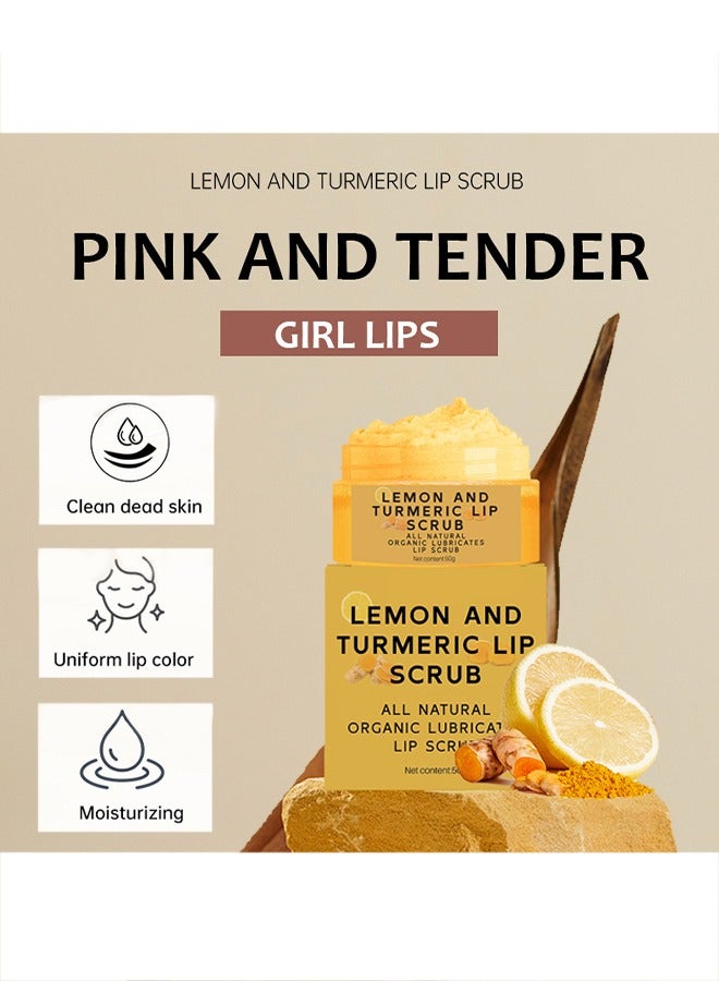 SAUVASINE Lemon And Turmeric Lip Scrub，for Dark Lips,Natural Scrub u0026 Turmeric Lip Scrub and Balm for Dry, Chapped, Reduce Fine Lines Lip 50g - Image 2