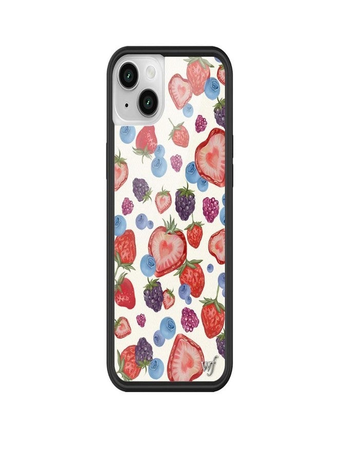 Wildflower Cases - Fruit Tart Case, Compatible with Apple iPhone 13/14 | Berries, Fruit, Cute, White, Trendy, Blue - Protective Black Bumper, 4ft Drop Test Certified, Women Owned Small Business - Image 1