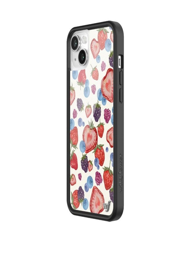 Wildflower Cases - Fruit Tart Case, Compatible with Apple iPhone 13/14 | Berries, Fruit, Cute, White, Trendy, Blue - Protective Black Bumper, 4ft Drop Test Certified, Women Owned Small Business - Image 2