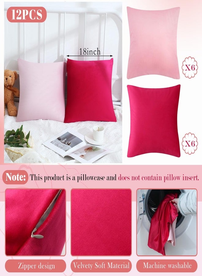 Berlune 12 Pcs Velvet Throw Pillow Covers 18 x 18 Inch Decorative Square Cushion Cases Soft Pillowcase for Bedroom Living Room Picnic Slumber Party Tents Accessories, No Inserts (Girl Colors) - Image 2