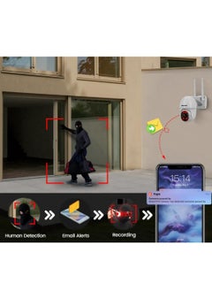 جورتان كاميرا Jortan 1080p للأمن الداخلي والخارجي واي فاي، رؤية ليلية بالألوان الكاملة، التحدث في اتجاهين، كشف الحركة، مقاومة للماء IP66، كاميرا واي فاي للتحكم في PTZ  - Image 5