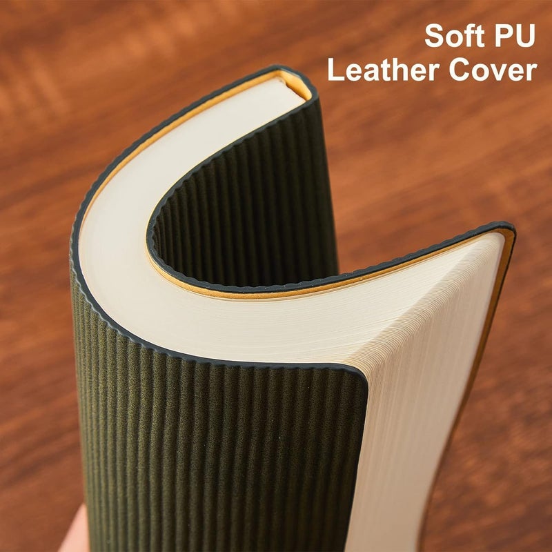 TSFPapier Dotted Journal Notebook Soft Cover PU Leather Journaling Notebooks for Women Men Writing Work Office School 160 Pages 100 GSM Thick Paper A5 Dotted 80 Sheets 5.79"x8.27", Dark Green - Image 5