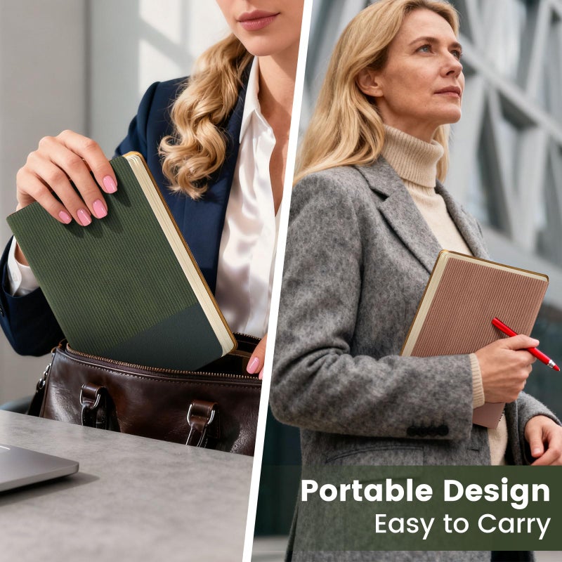 TSFPapier Dotted Journal Notebook Soft Cover PU Leather Journaling Notebooks for Women Men Writing Work Office School 160 Pages 100 GSM Thick Paper A5 Dotted 80 Sheets 5.79"x8.27", Dark Green - Image 2