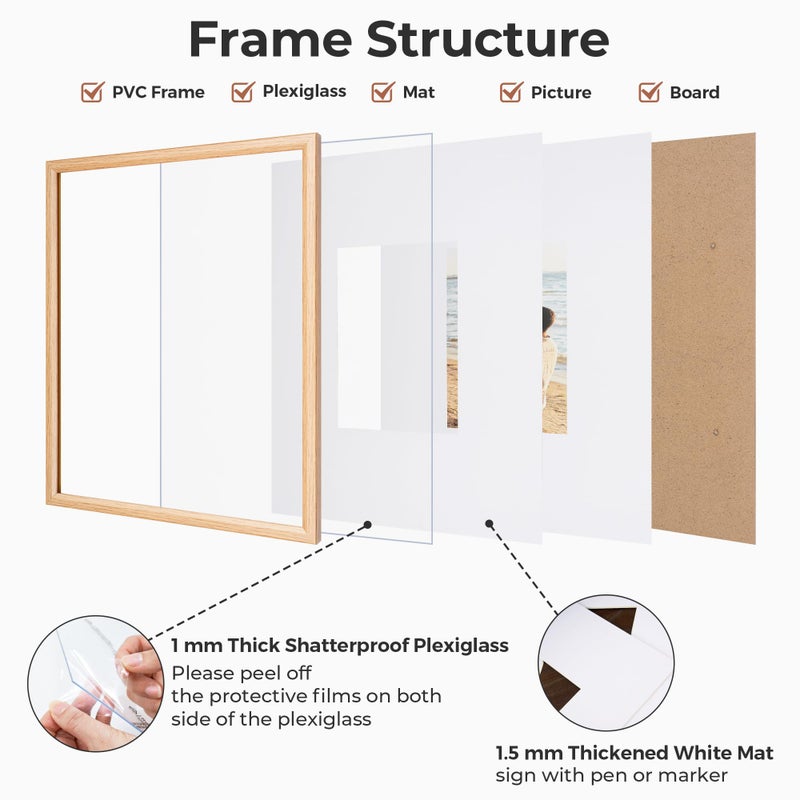 Axeman 11x14 Signature Picture Frame with 5x7 White Mat â€“ Wedding Guest Book Alternative, Wall Hanging Photo Frame for Graduation, Celebration, Autograph Display and Home Decor, Natural - Image 3