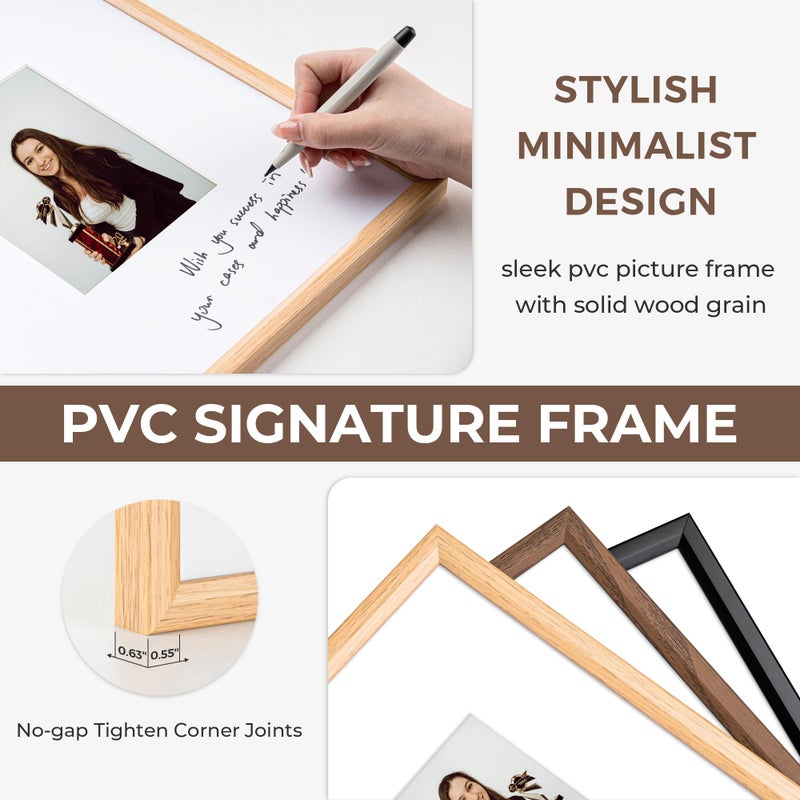 Axeman 11x14 Signature Picture Frame with 5x7 White Mat â€“ Wedding Guest Book Alternative, Wall Hanging Photo Frame for Graduation, Celebration, Autograph Display and Home Decor, Natural - Image 4