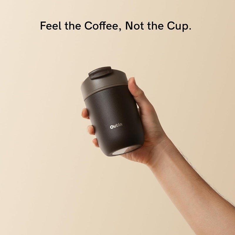 Outin Travel Mug, Outdoor Insulated Coffee Cup with Leakproof Flip Lid, 350ml Stainless Steel Mug for Hot & Cold Drinks - Image 3