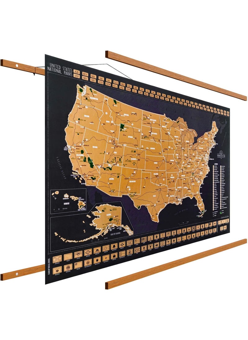 Travelization Travelization 24 Magnetic Poster Hanger Frame  24x17 Scratch Off Map of the United States National Parks Deluxe Edition  - Image 1